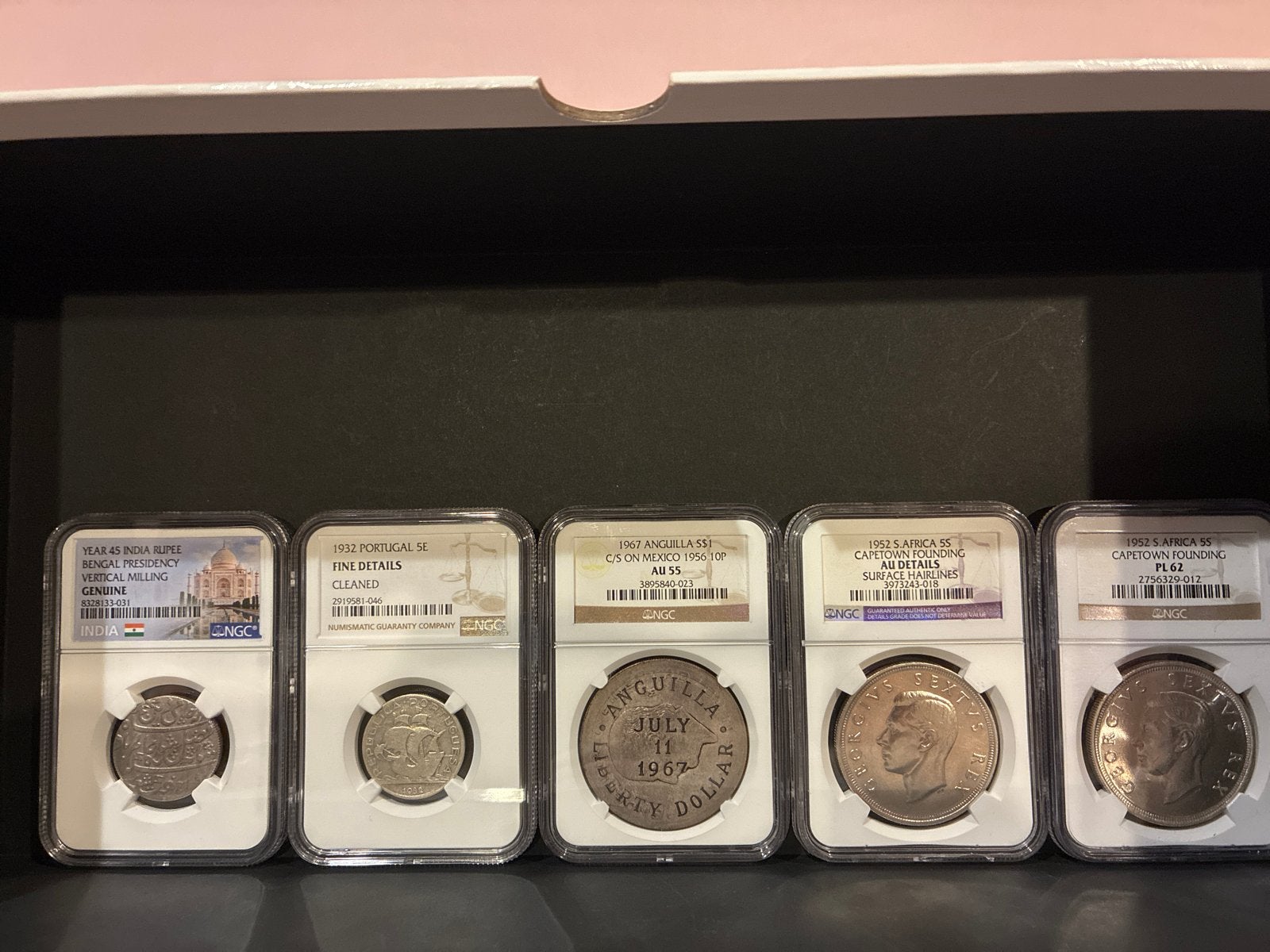 Verzameling van 5 zeldzame munten, NGC gecertificeerd, Ophalen of Verzenden, Munten
