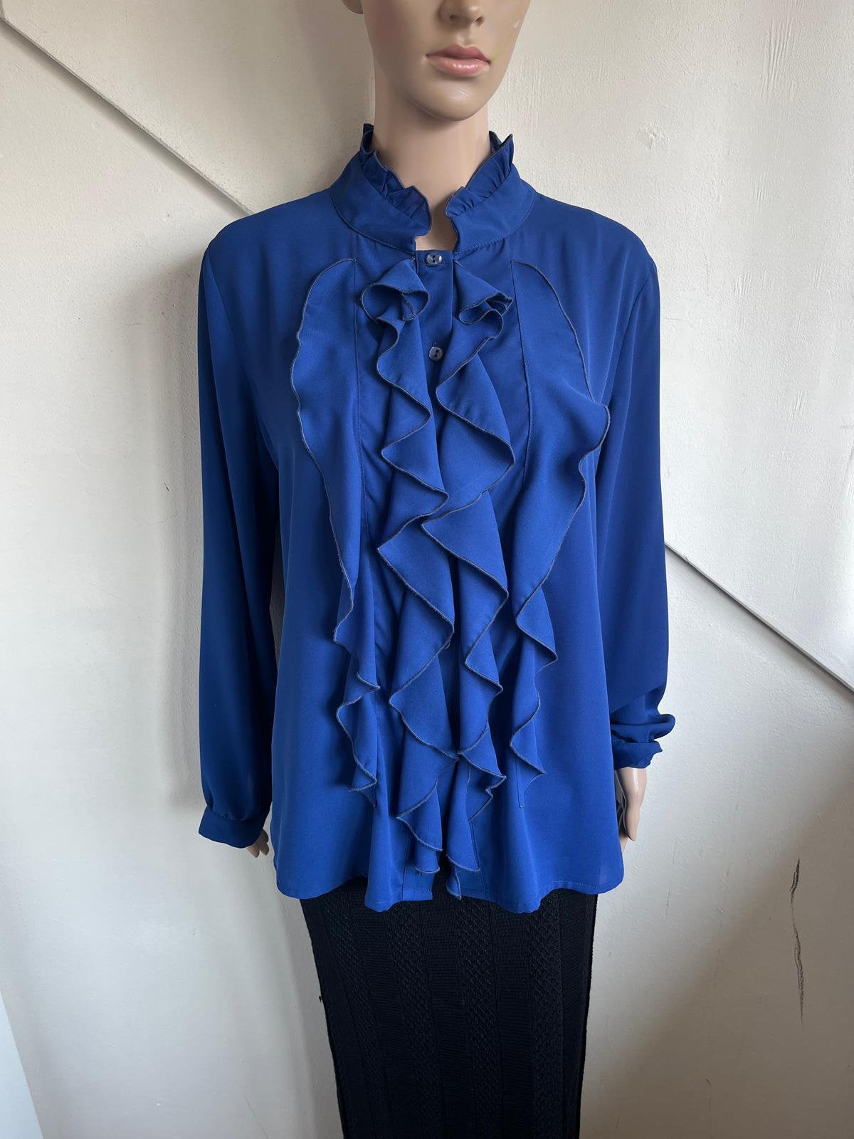 Only-M blouse maat 42 L blauw roezels, Ophalen of Verzenden, Zo goed als nieuw, Maat 42/44 (L), Blauw