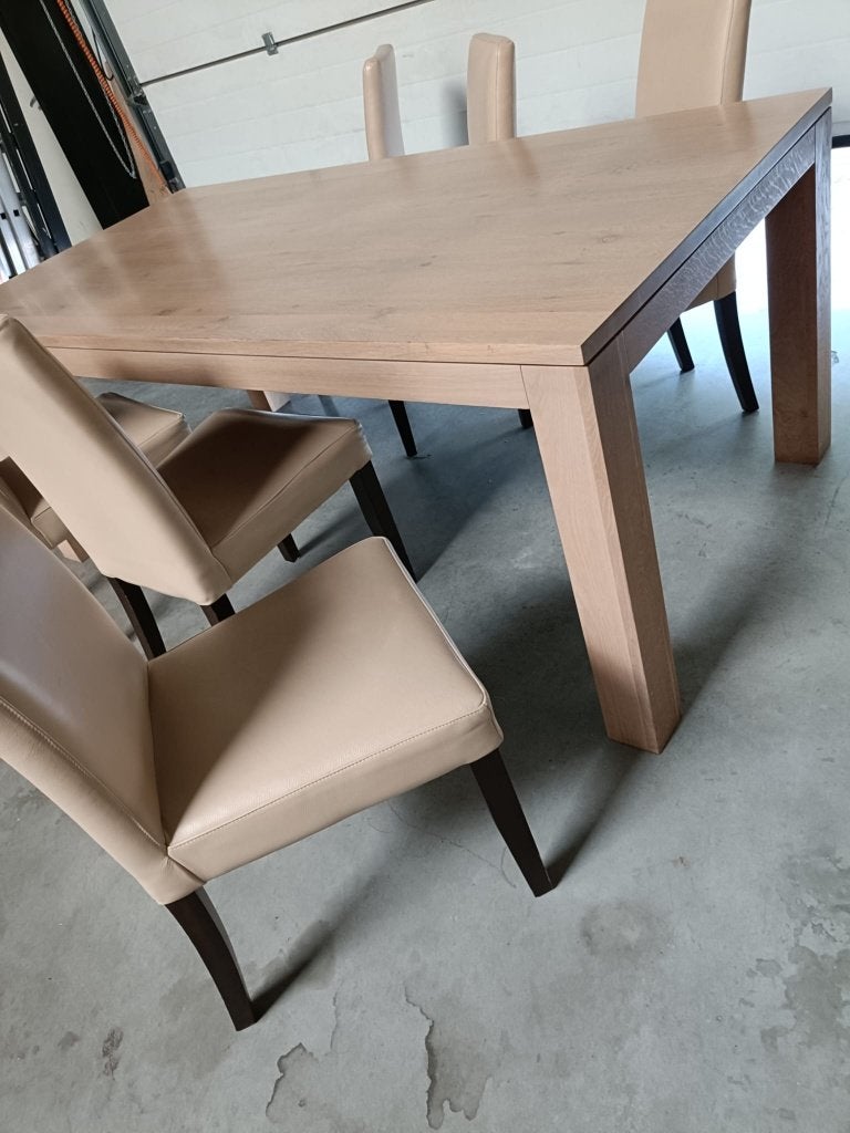 Tafel met 6 leren stoelen (bezorgoptie), Ophalen, Overige kleuren, Leer, Zo goed als nieuw