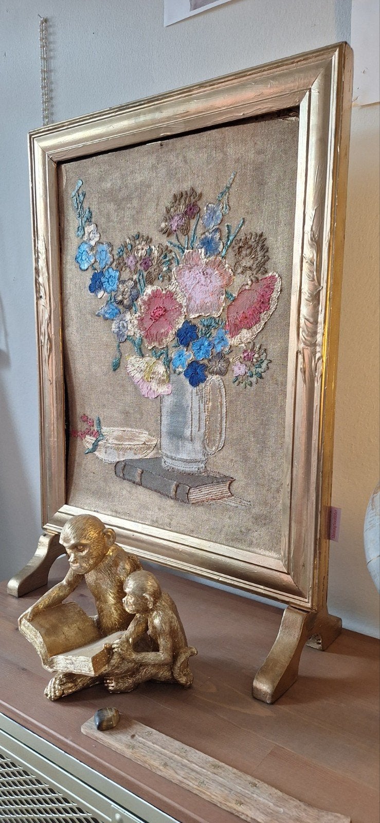 ShiningSoulllArt - Colorful Golden Vintage, Bloemen, Handgeschilderd, Doek, Ophalen of Verzenden