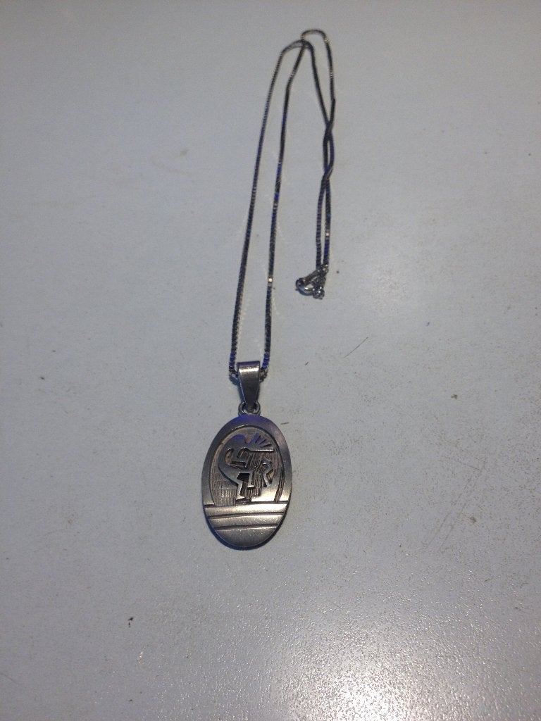 Zilveren lange ketting met zilveren hanger, Verzenden, Zo goed als nieuw, Zilver, Zilver