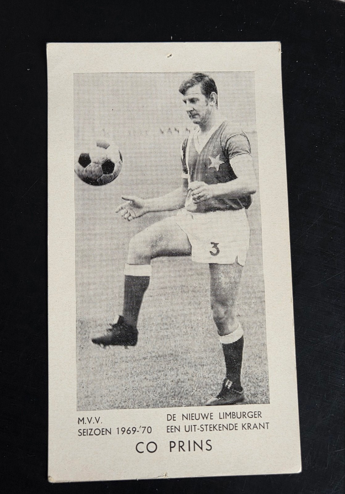 oude voetbal reclame spelerskaart CO PRINS MVV 1969 1970, Ophalen of Verzenden, Gebruikt, Spelerskaart