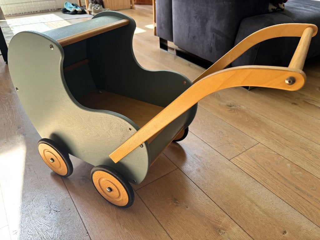 Poppenwagen hout Van Dijk Toys, Ophalen, Zo goed als nieuw, Duw- of Trekspeelgoed