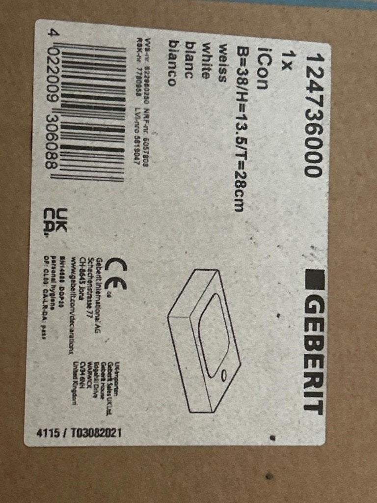 Geberit iCon fontein wasbak 38x28 cm wit - nieuw, Ophalen of Verzenden, Nieuw, Koper, Wastafel