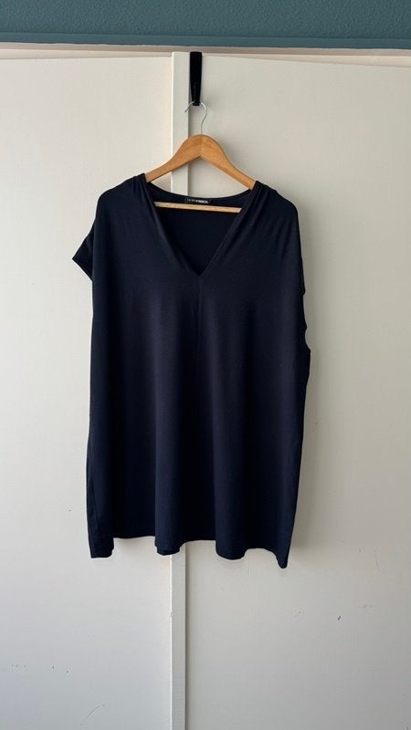 Doris Streich viscose tuniek lange top 52 54 marineblauw, Blauw, Doris Streich, Maat 46/48 (XL) of groter, Ophalen of Verzenden