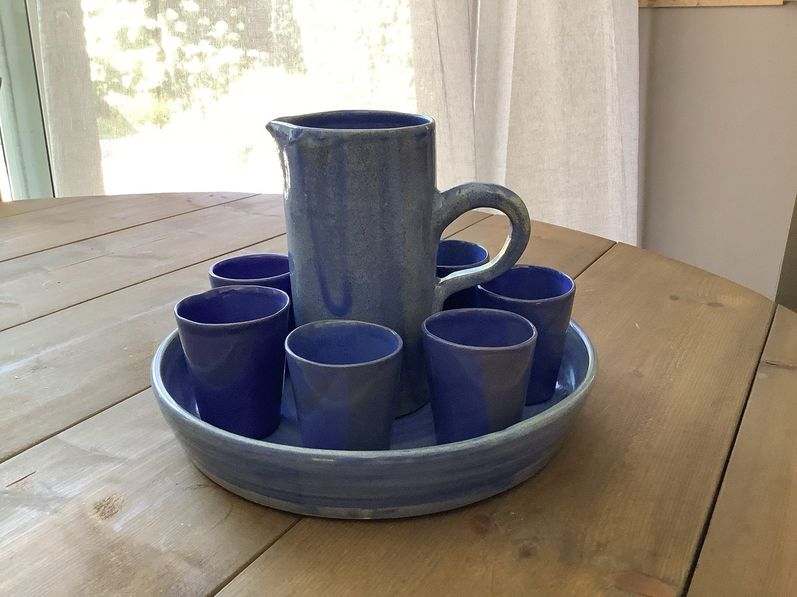 Handgebakken Portugese water- en/of wijnkan, Huis en Inrichting, Keuken | Servies, Ophalen, Gebruikt, Keramiek, Kan