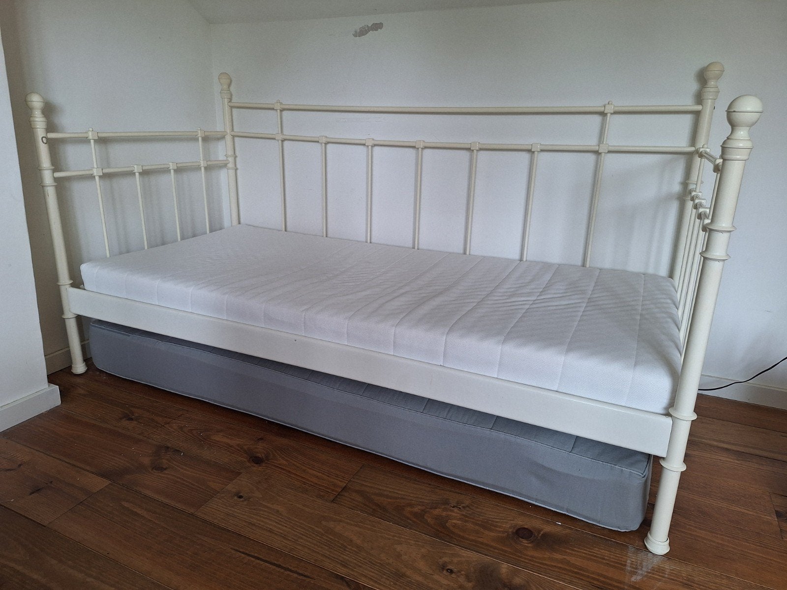 Ikea wit spijlenbed Tromsnes, Ophalen, Gebruikt, 90 cm, Eenpersoons