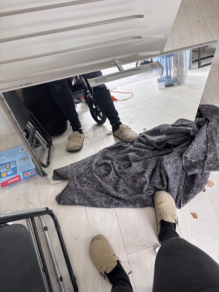 Spiegel met lamp, Ophalen, Gebruikt, Minder dan 100 cm, Rechthoekig