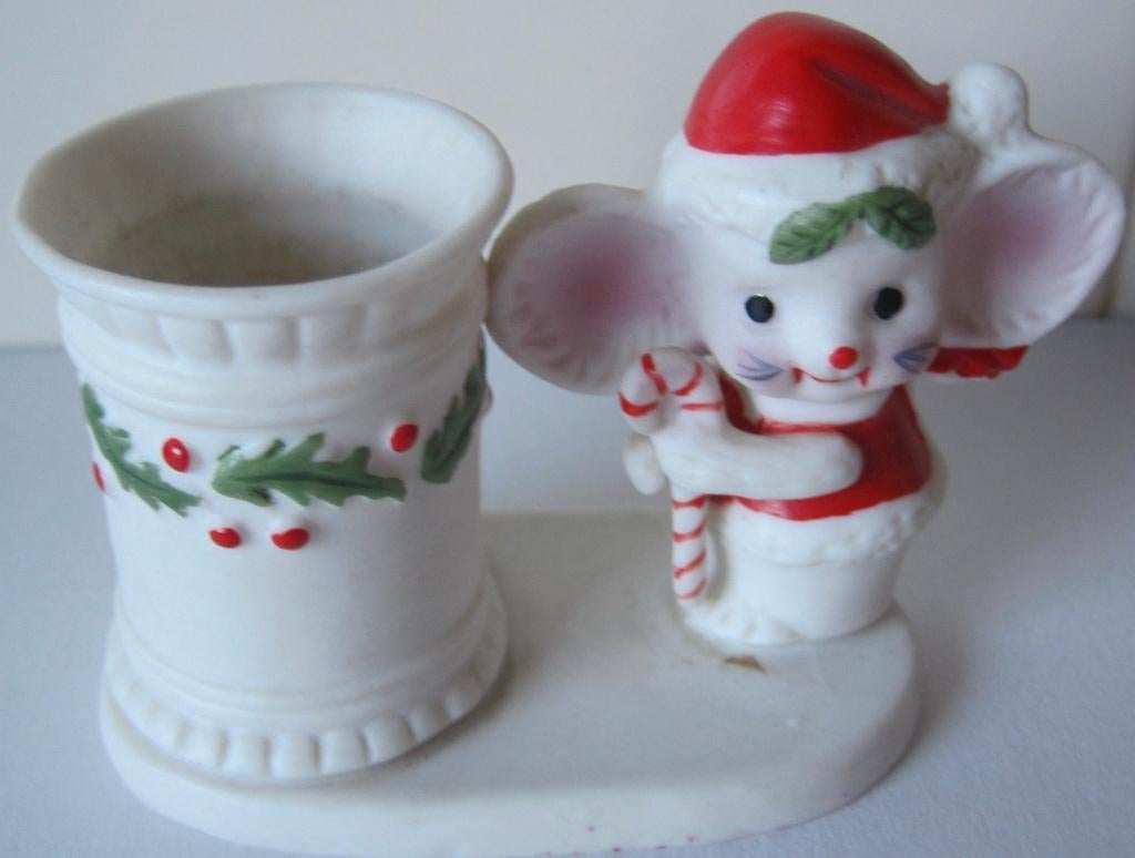 kaarsenstandaard voor kerst met muis met kerstmuts, Diversen, Kerst, Ophalen of Verzenden, Zo goed als nieuw