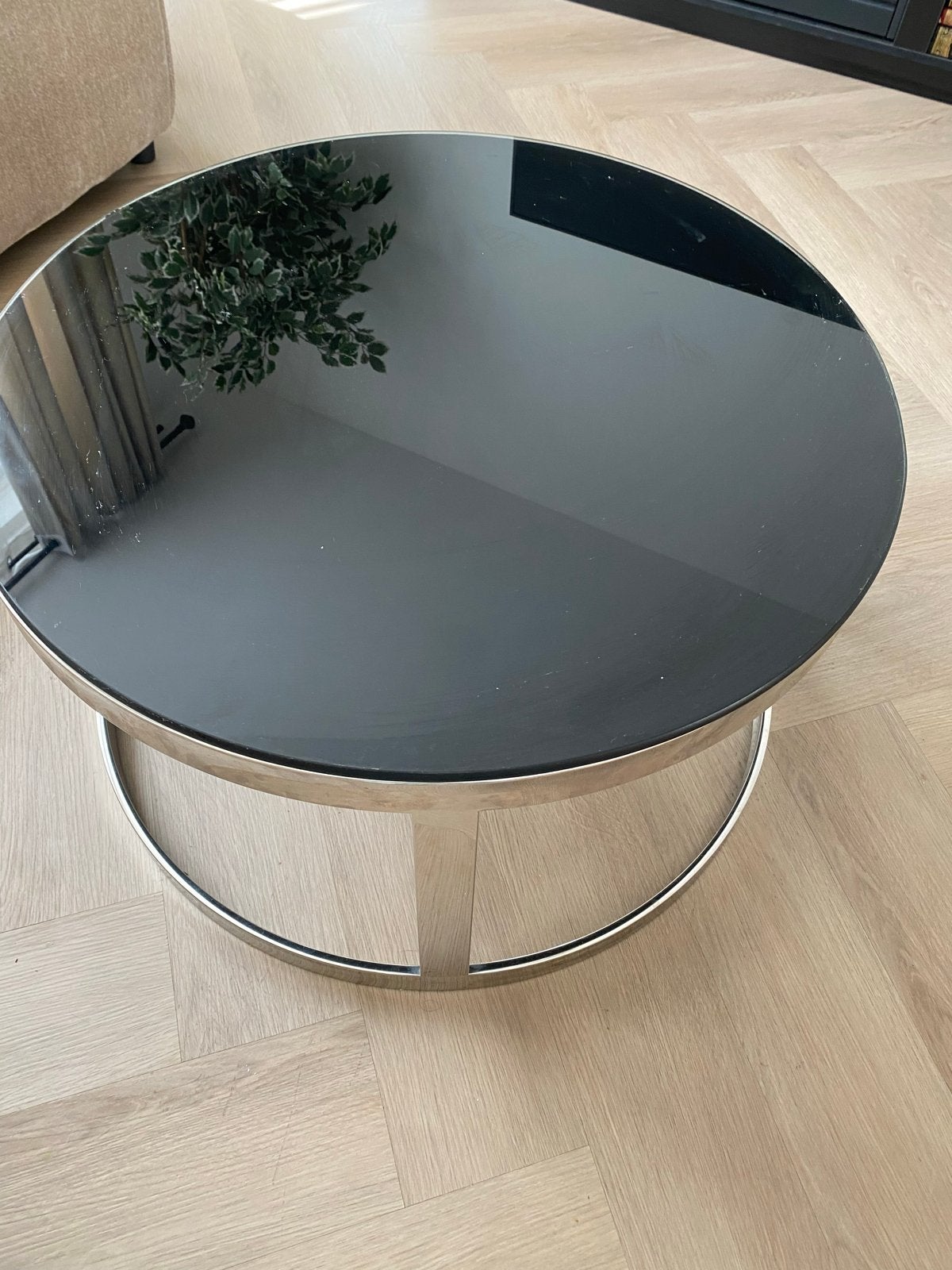 Set van 2 Salontafels met Glazen Blad en Metalen Frame, Ophalen, Gebruikt, Rond, 50 tot 100 cm