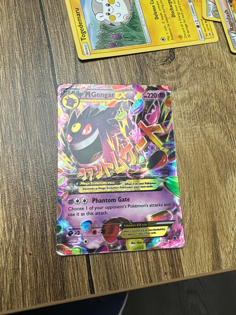 Pokémon M Gengar EX Foil Kaart - HP220, Ophalen of Verzenden, Gebruikt, Losse kaart, Foil