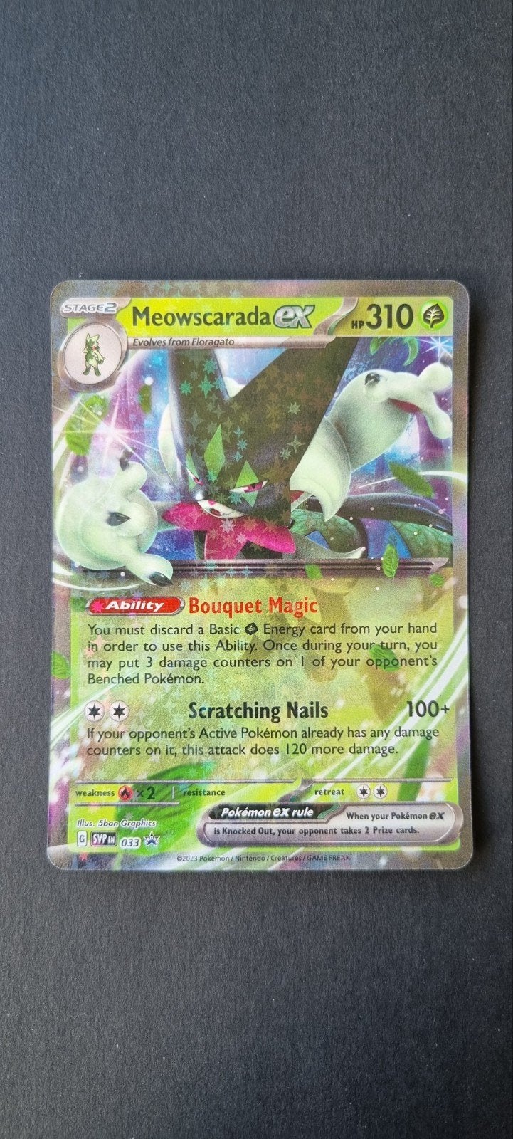 Meowscarada EX SVP 033  Excellent, Hobby en Vrije tijd, Verzamelkaartspellen | Pokémon, Gebruikt, Losse kaart, Ophalen of Verzenden