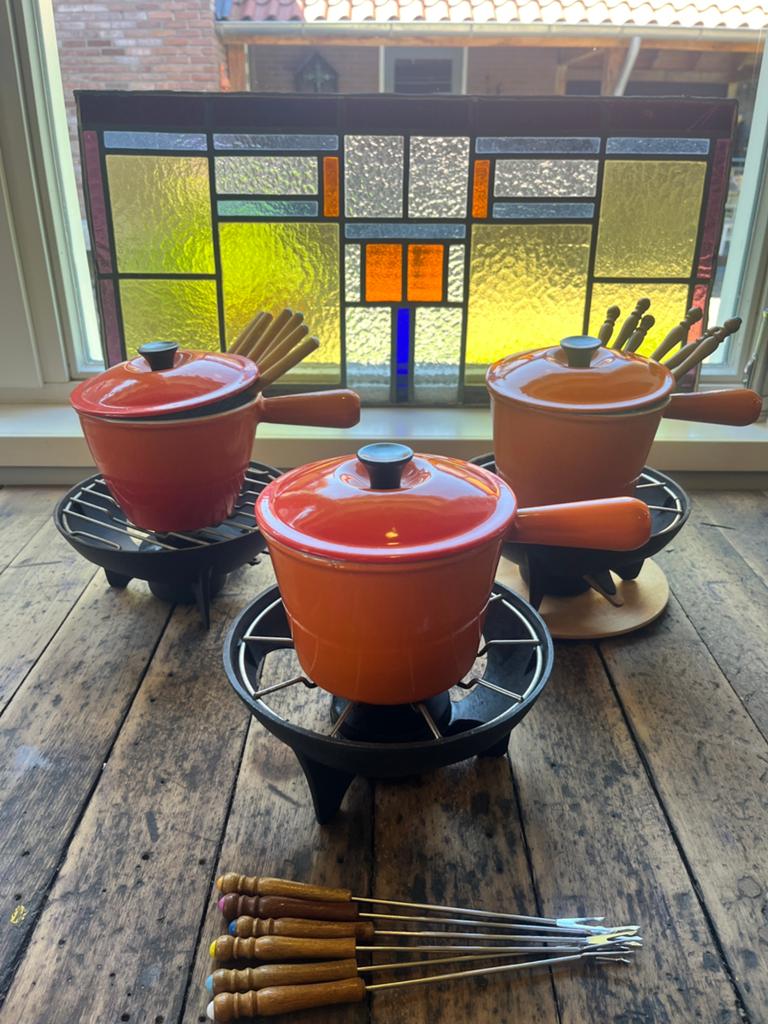 Le Creuset fondeu sets prijs per stuk, Witgoed en Apparatuur, Fonduesets, Ophalen of Verzenden, Zo goed als nieuw, Fondueset