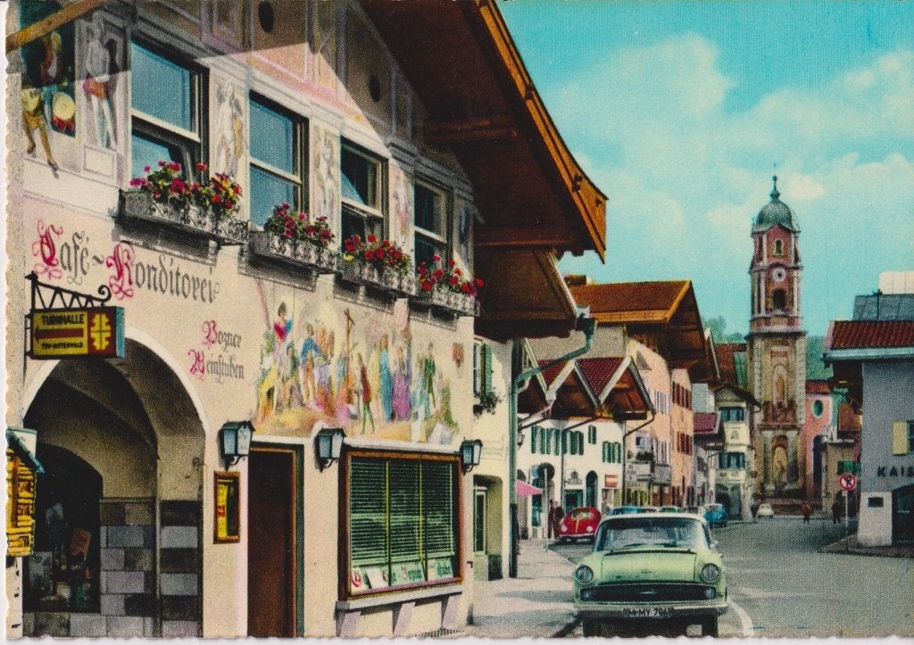 Duitsland, Mittenwald met auto's Opel Kapitan P2, Verzamelen, Ophalen of Verzenden, 1960 tot 1980, Ongelopen, Duitsland