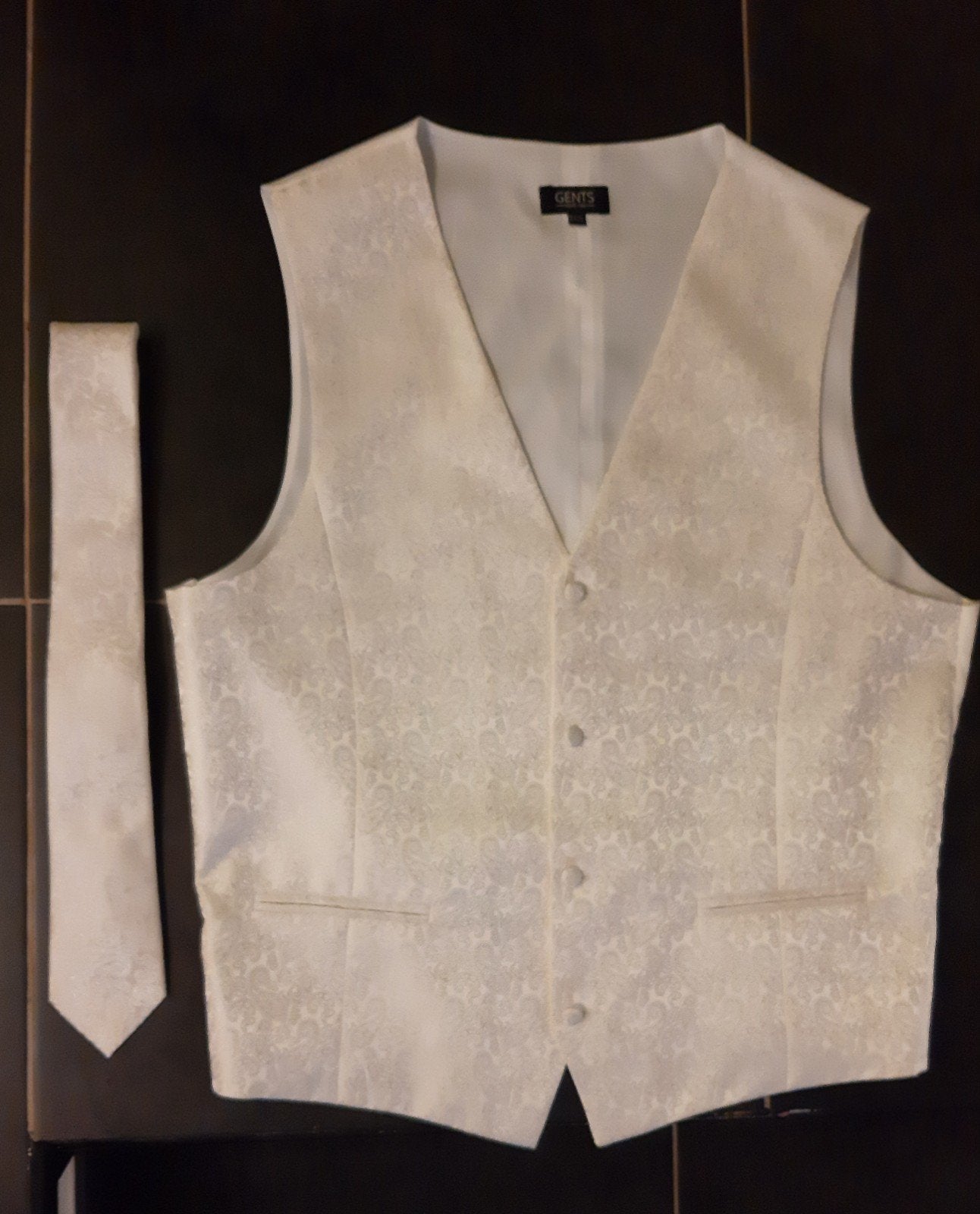 Ivoren Gilet met Stropdas Gilet Maat XXL, Kleding | Heren, Ophalen of Verzenden, Zo goed als nieuw, Wit, Ivoor of Crème, Gents