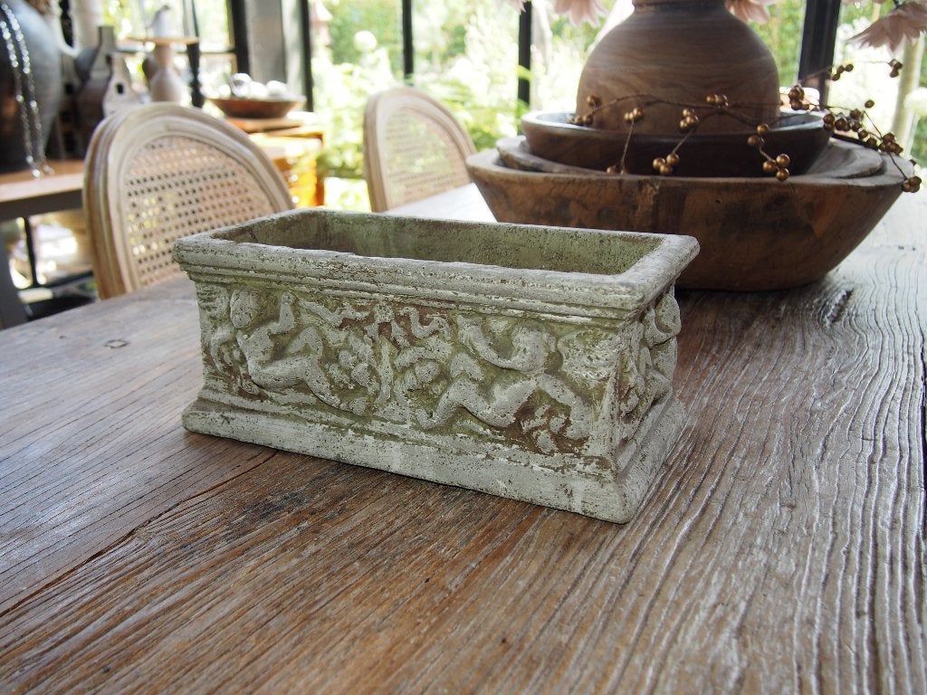 Kleine stenen bloembakje - 30x15x13 cm/ PTMD, Tuin en Terras, Steen, Gebruikt, Minder dan 40 cm, Balkon