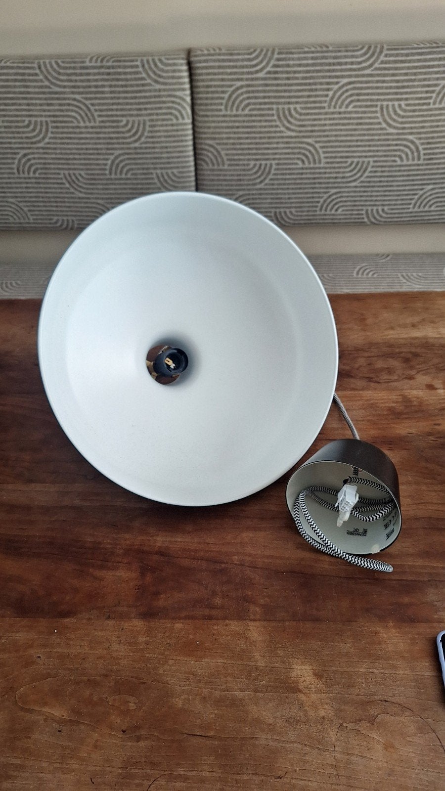 Ikea Ranarp Hanglamp 38cm Zwart/Messing/Wit, Ophalen, Gebruikt, Metaal, Industrieel, Klassiek
