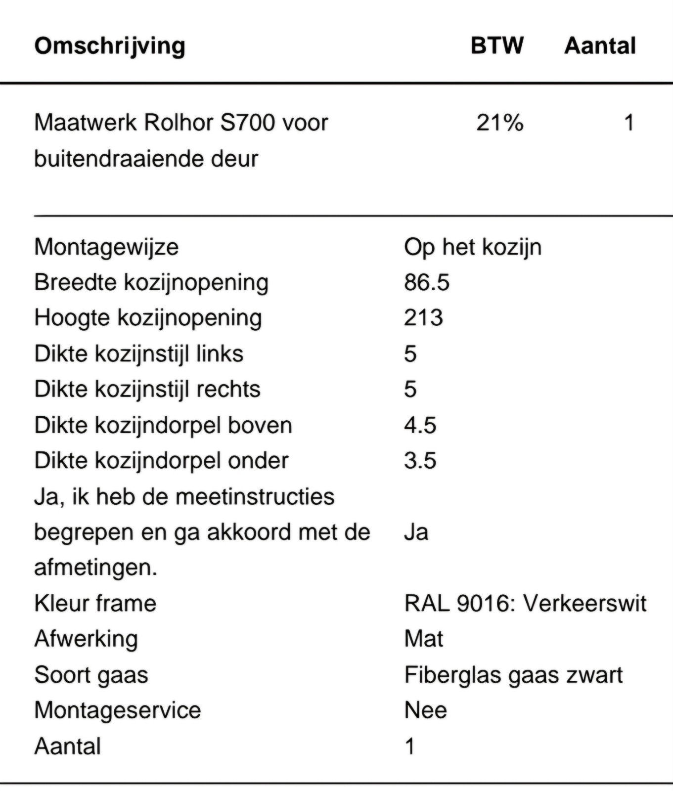 Nieuwe Rolhor S700 voor buitendraaiende deur (86,5x213cm), Ophalen, 80 tot 100 cm, Hordeur, Nieuw