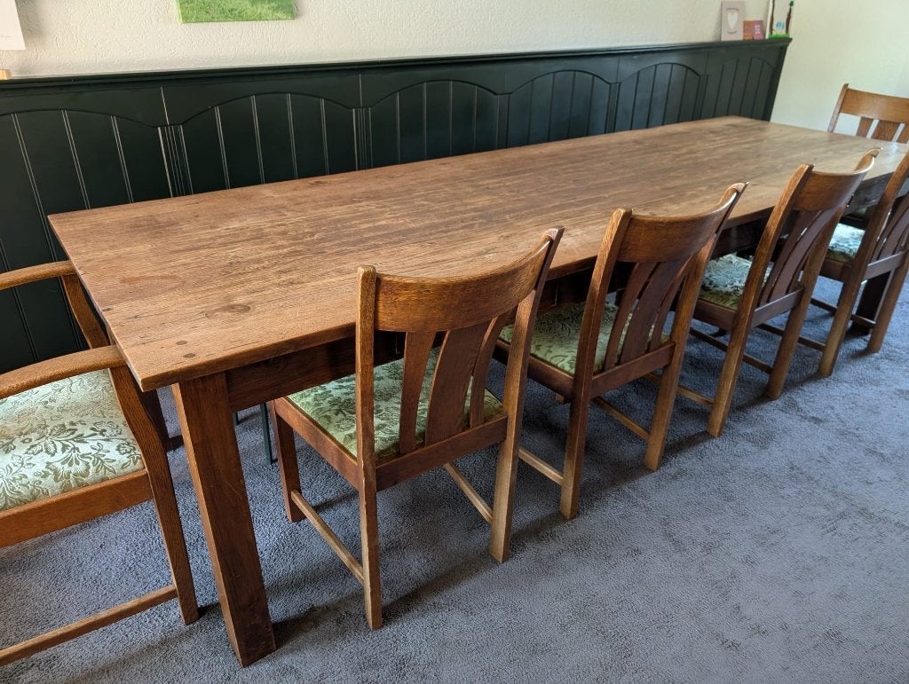 Mooie grote eettafel, Huis en Inrichting, Tafels | Eettafels, Ophalen, Gebruikt, Klassiek, Eikenhout