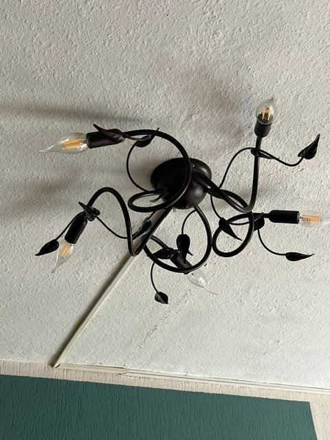 Mooie dimbare plafondlamp met sierlijke takken, Huis en Inrichting, Lampen | Plafondlampen, Zwart, Dimbaar, Ophalen of Verzenden