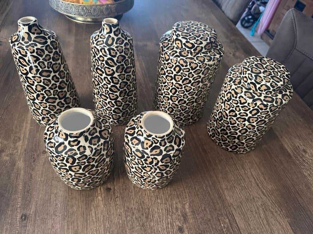 Leuke set panterprint vazen/ potten, Ophalen, Overige kleuren, Aardewerk of Porselein, Nieuw