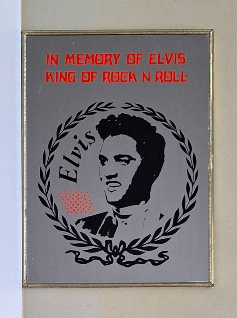 vintage spiegel Elvis Presley retro spiegeltje afm. 28x38cm, Ophalen of Verzenden, Gebruikt, Poster, Artwork of Schilderij