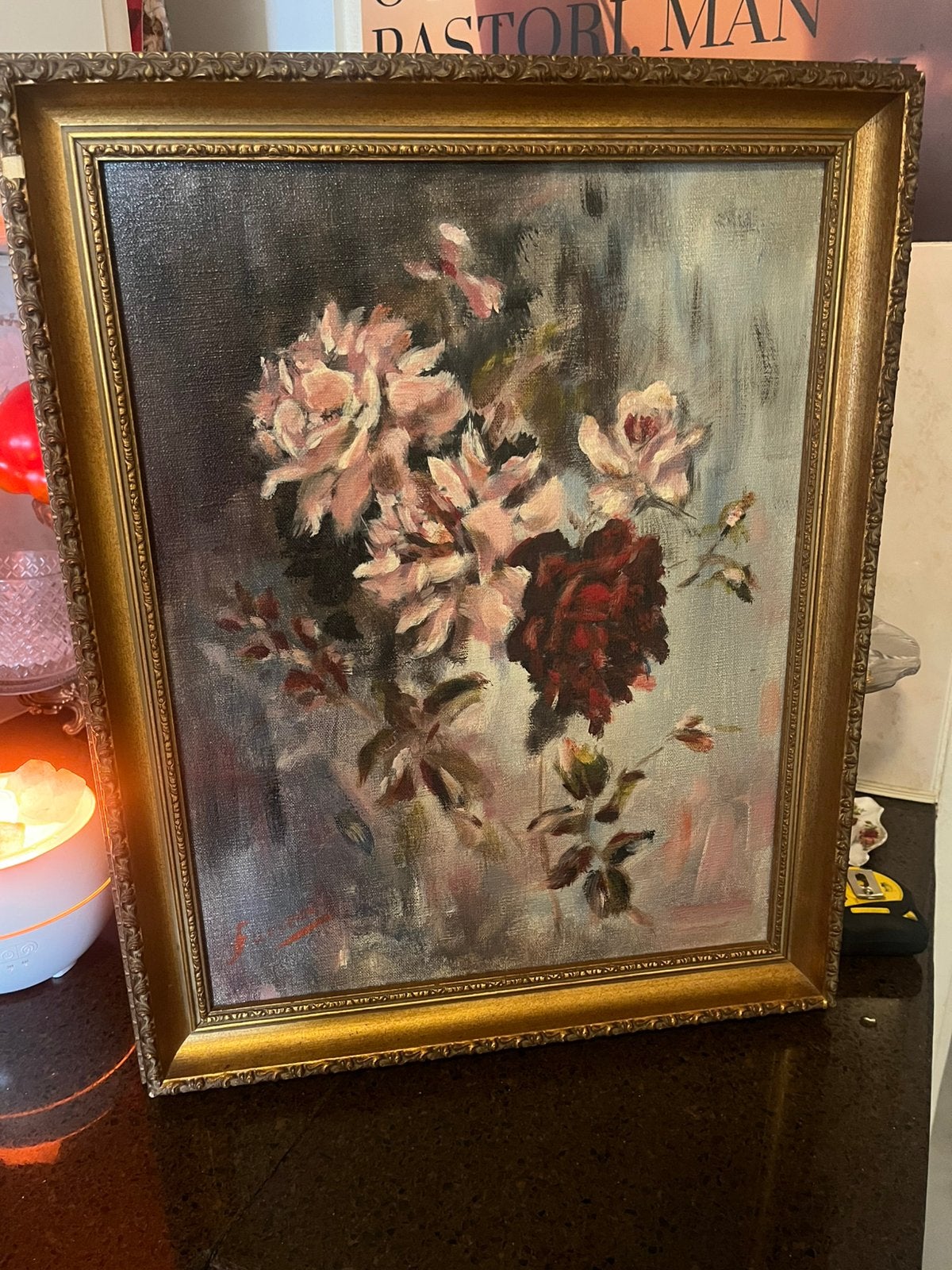 Oud olieverf bloemen schilderij, Ophalen