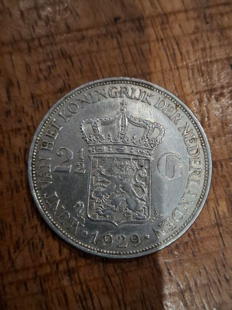 2 1/2 Gulden Wilhelmina 1929 - Zilver, Zilver, Ophalen of Verzenden, Koningin Wilhelmina, Losse munt