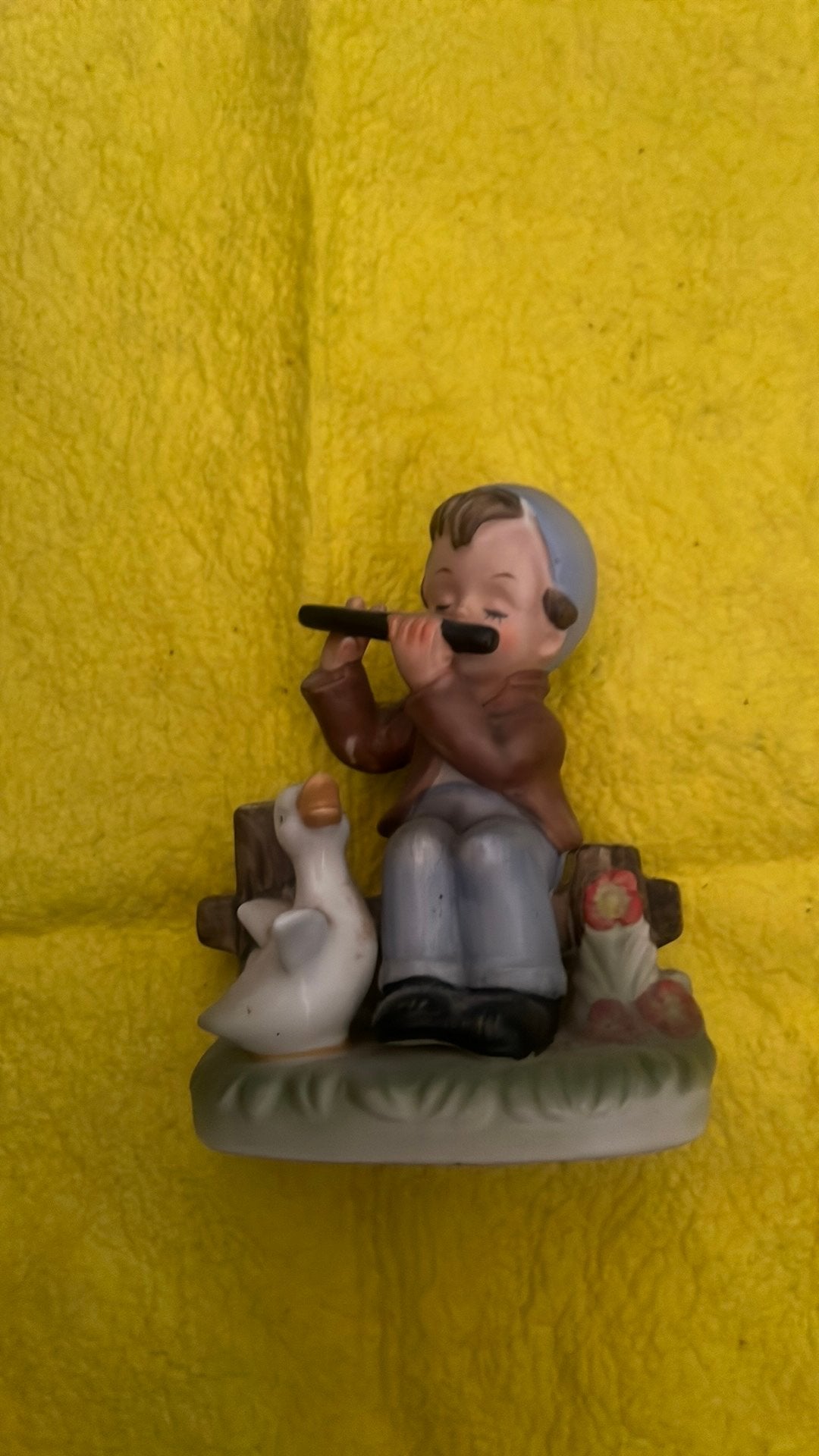 Vintage Hummel beeldje jongen met fluit en gans, Verzamelen, Beelden en Beeldjes, Ophalen of Verzenden, Gebruikt, Hummel