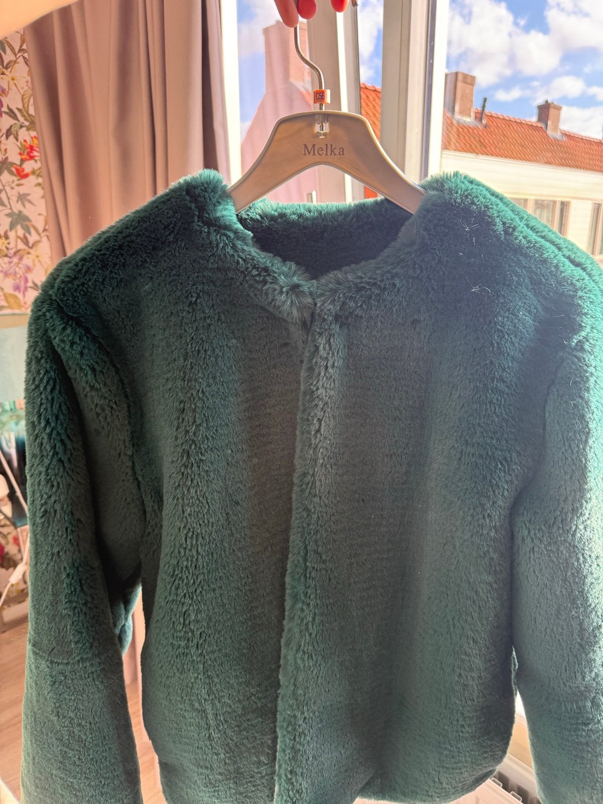 Groen teddy jasje Melka, Ophalen of Verzenden, Zo goed als nieuw, Maat 38/40 (M), Groen