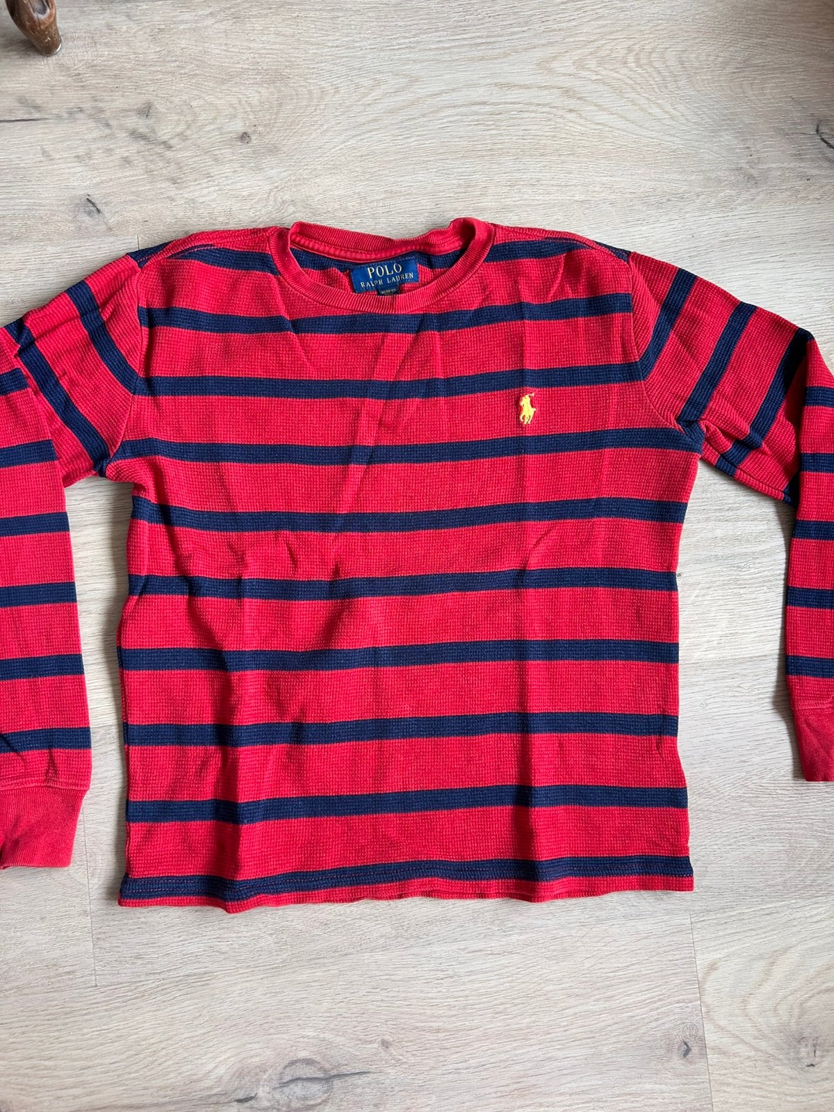 Polo Ralph Lauren longsleeve M 10-12 rood/blauw, Gebruikt, Ophalen of Verzenden, Shirt of Longsleeve, Polo Ralph Lauren