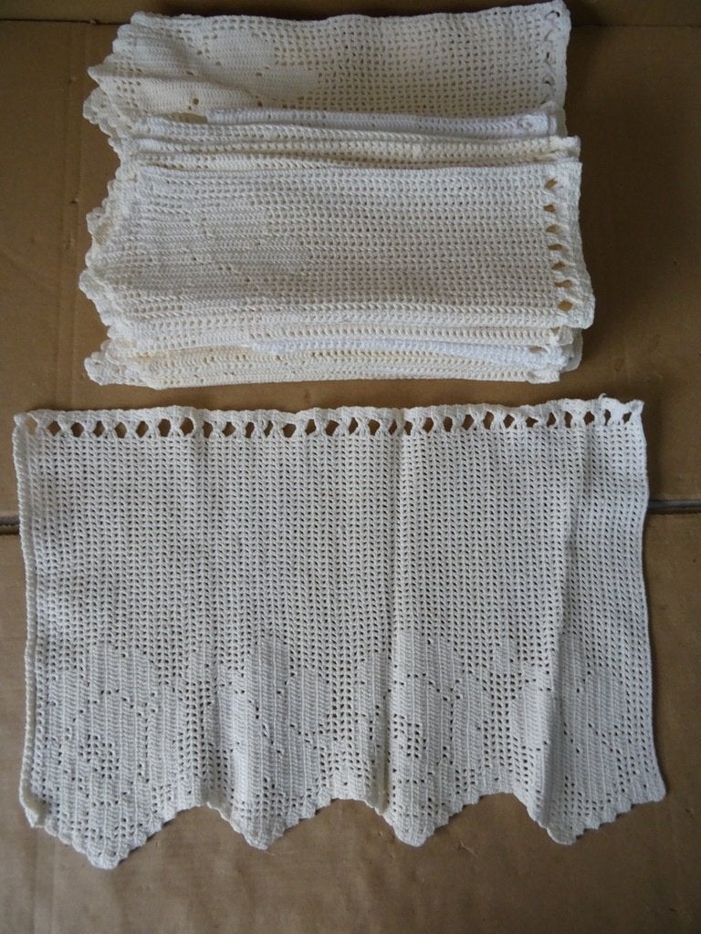 Curiosa collectie vintage gehaakte gordijntjes valletjes 9x, Ophalen of Verzenden