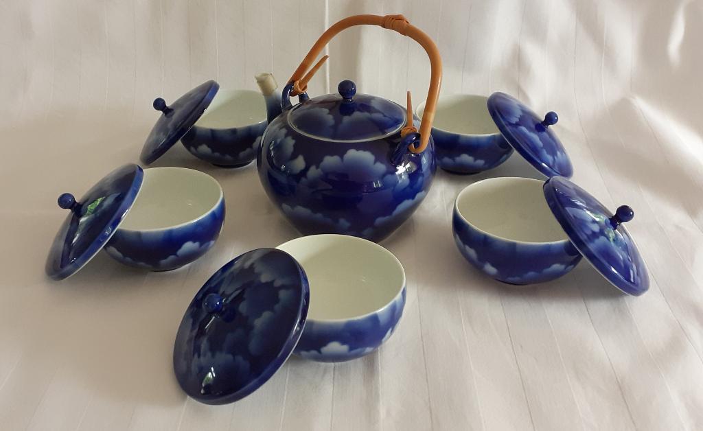 Theeservies Arita Porcelaine Onderglazuur Blauw, Antiek en Kunst, Ophalen