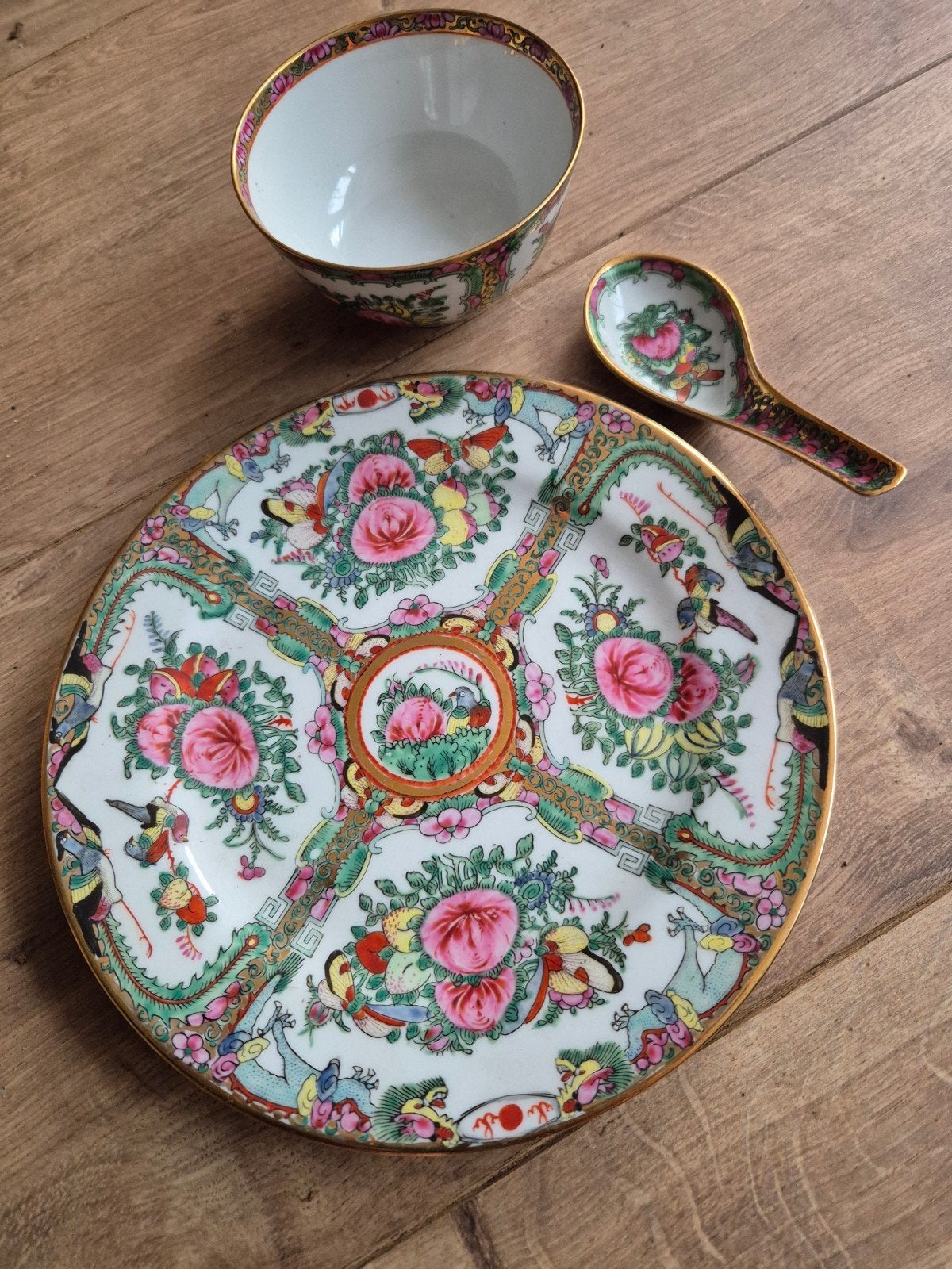 Prachtige set Rose Medallion vintage porselein, Ophalen of Verzenden