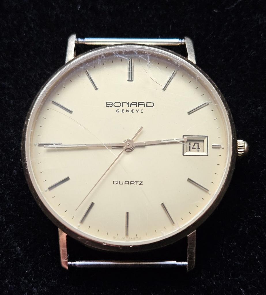 Gouden Bonard Genève herenhorloge 1993 14k 585 jubileum DSM, Ophalen of Verzenden, Goud, Overige merken, 1960 of later