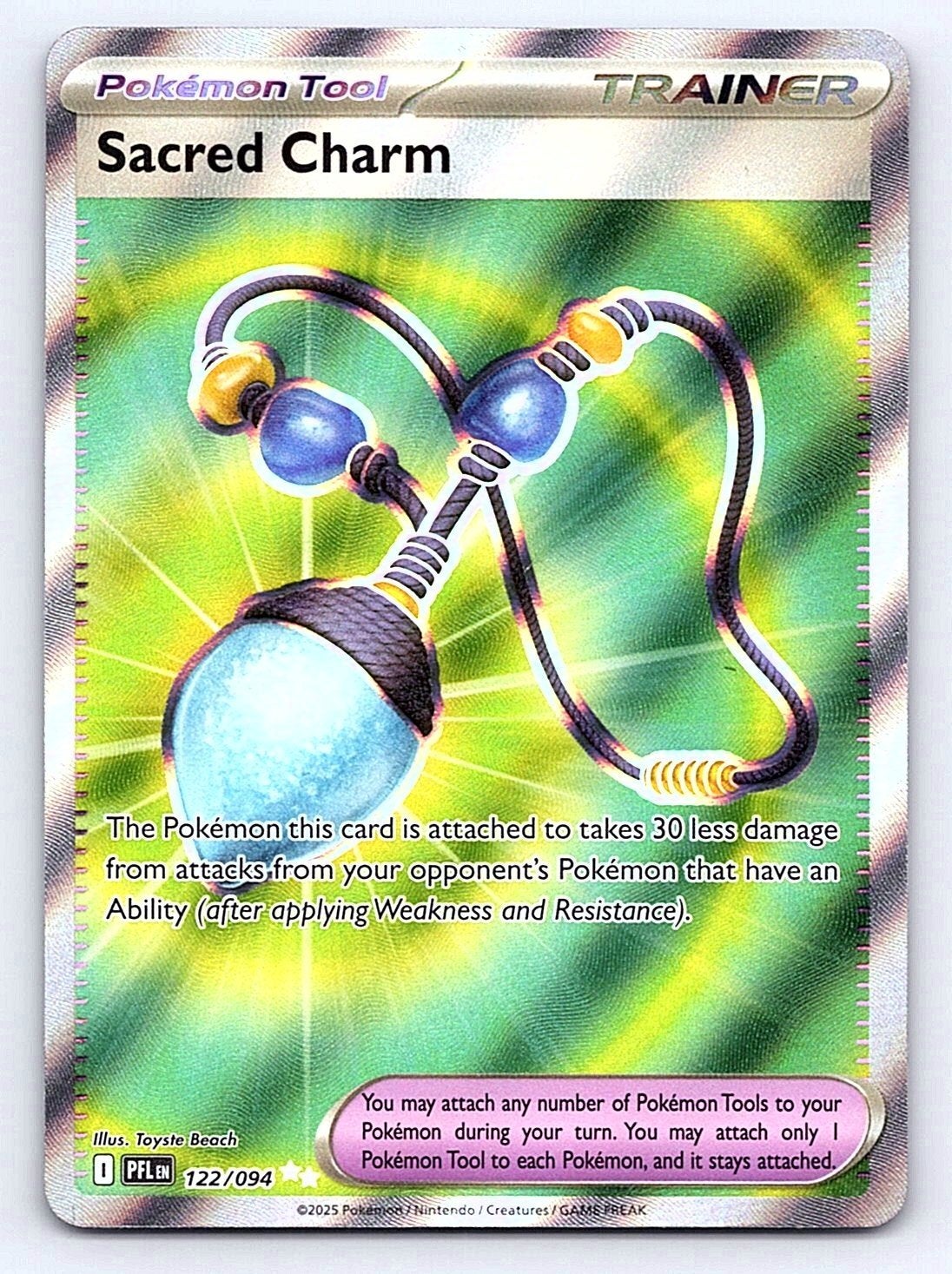 Sacred Charm PFL 122/094 Pokémon Kaart, Ophalen of Verzenden, Zo goed als nieuw, Losse kaart, Foil