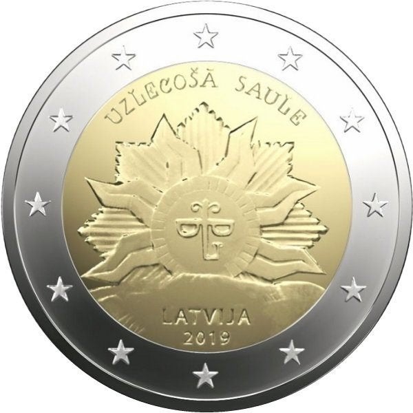 De Speciale 2 Euro munt LETLAND 2019 "Opkomende Zon" in, Ophalen of Verzenden, Overige landen, 2 euro
