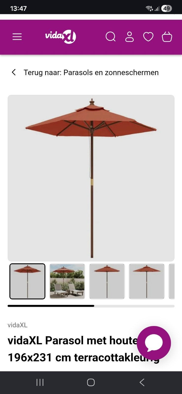 Terracotta parasol nieuw in doos. Nooit gebruikt, Ophalen of Verzenden, Nieuw