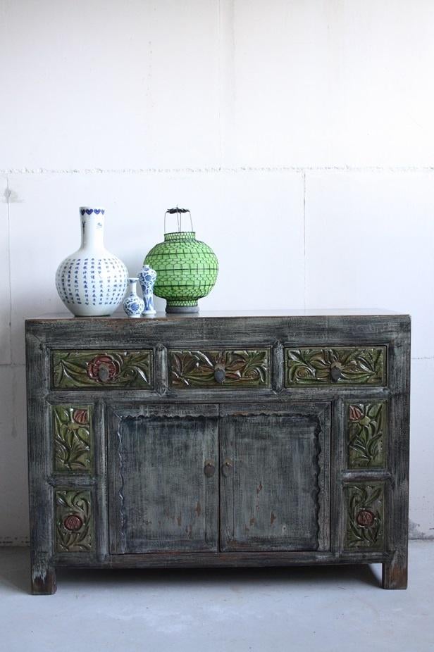 Uniek Landelijk Oosters Dressoir Vintage Style Chinese Kast, Huis en Inrichting, Kasten | Ladekasten, Overige materialen, 100 tot 150 cm
