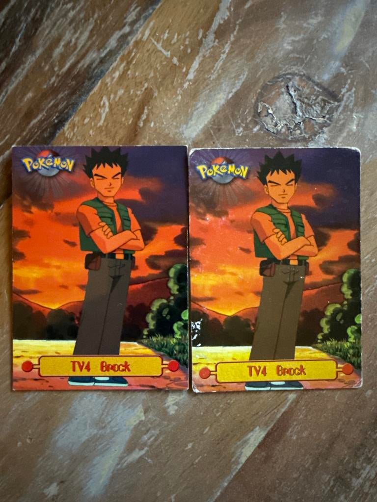 Pokémon Topps TV4 Brock kaarten (2 stuks), Ophalen of Verzenden, Gebruikt, Meerdere kaarten