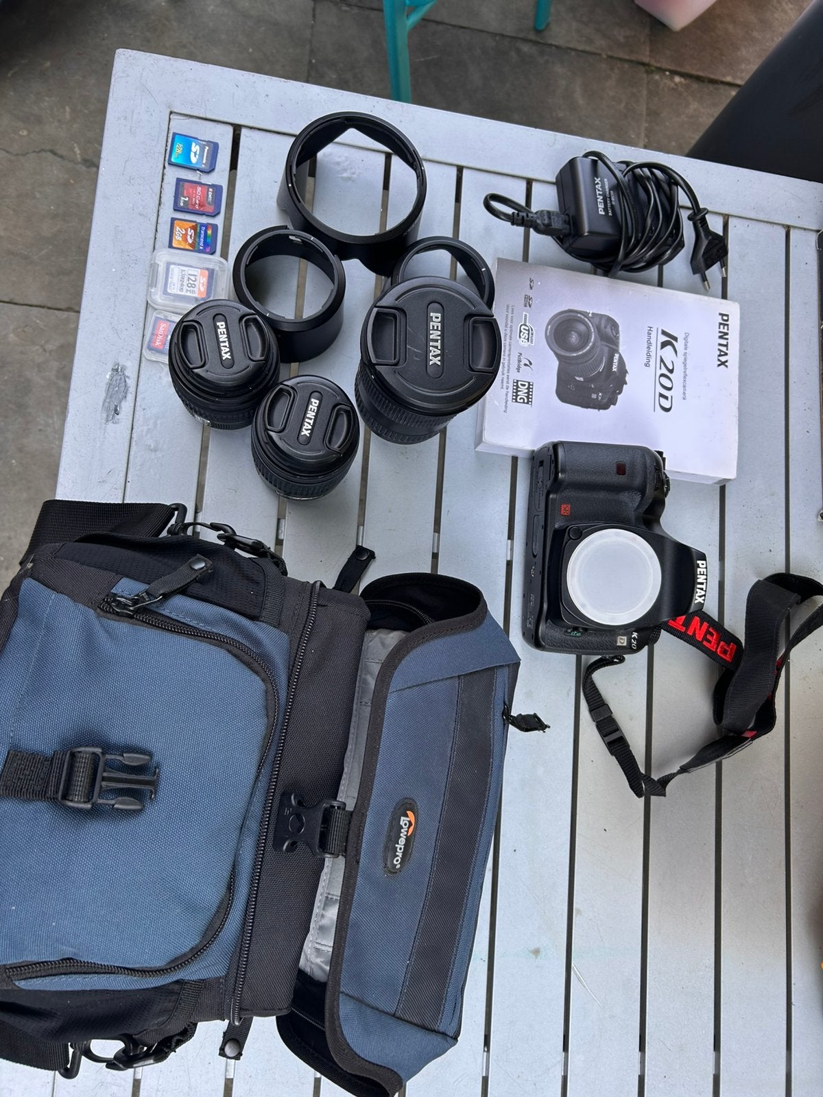 Pentax K20D met verschillende accessoires, Ophalen, Gebruikt, Spiegelreflex, Pentax
