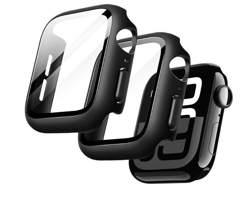 Hoesje met schermbeschermer voor Apple Watch (5 stuks) € 25, Zwart, IOS, Nieuw, Ophalen of Verzenden