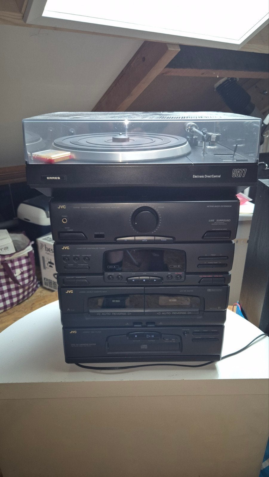 JVC Stereo Set met Platenspeler, Cassettedeck, CD-speler, Audio, Tv en Foto, Stereo-sets, Ophalen, Gebruikt, JVC, Losse componenten