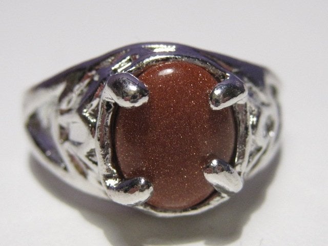 ri. Wonderlijke ring edelsteen Goudsteen(18 - 20)  - nikkelv, Overige materialen, Verzenden, Nieuw, 17 tot 18