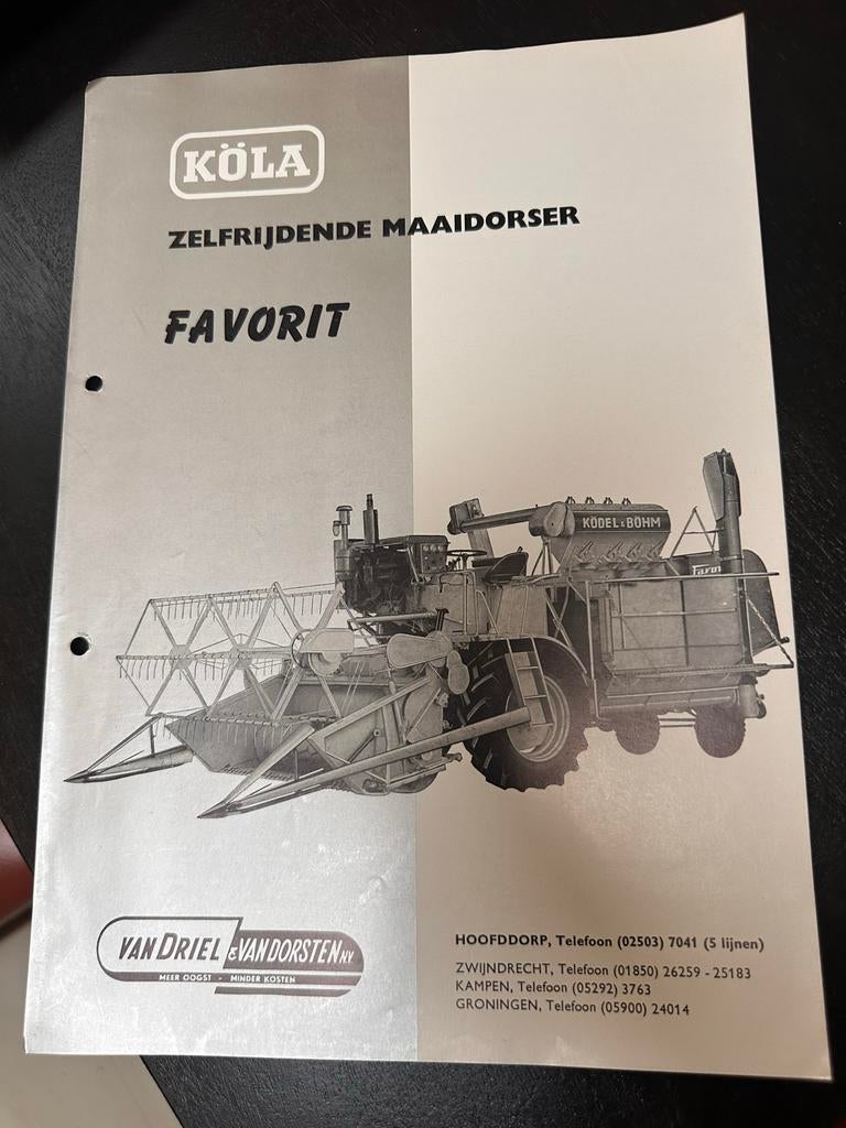 Oude folder jaren 60 - Köla Favorit Zelfrijdende Maaidorser, Ophalen of Verzenden, Zo goed als nieuw, Overige typen