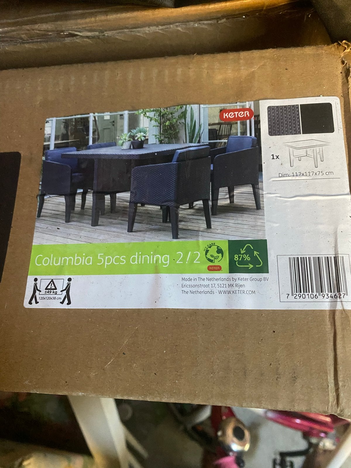 Keter Columbia 5-delige tuinset - Nieuw in doos, Tuin en Terras, Ophalen, 4 zitplaatsen, Kunststof, Eettafel