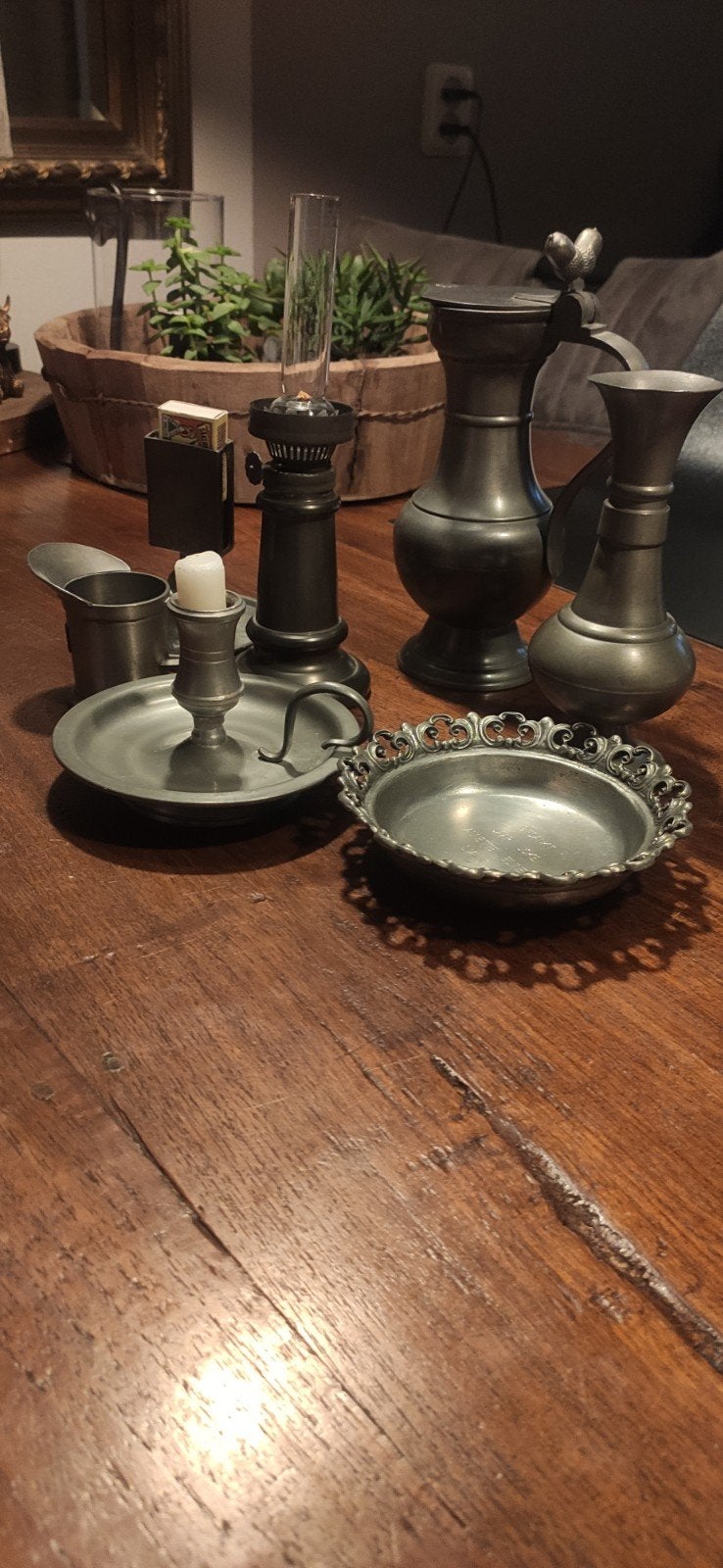 Set van diverse tinnen voorwerpen, Antiek en Kunst, Ophalen