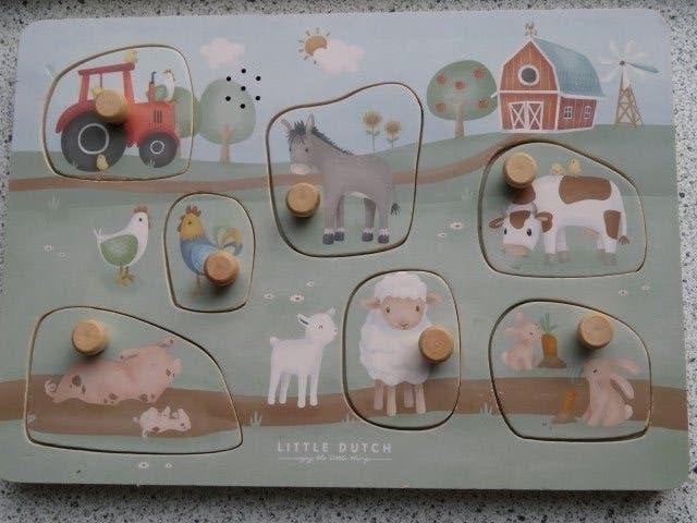 Little Dutch Geluidenpuzzel Little Farm hout boerderij dier, Ophalen of Verzenden, Gebruikt, Overige typen