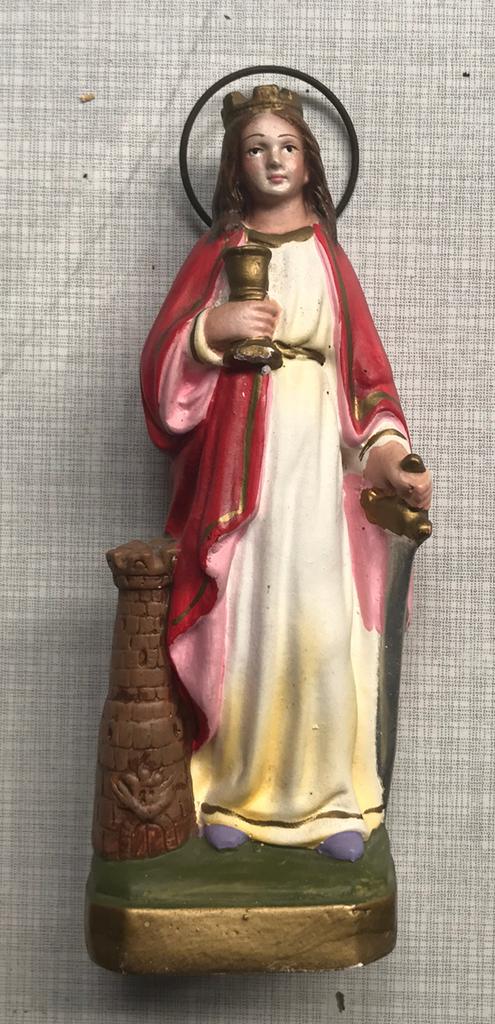 vrouwelijk gipsen heiligenbeeld st. Barbara, Ophalen of Verzenden