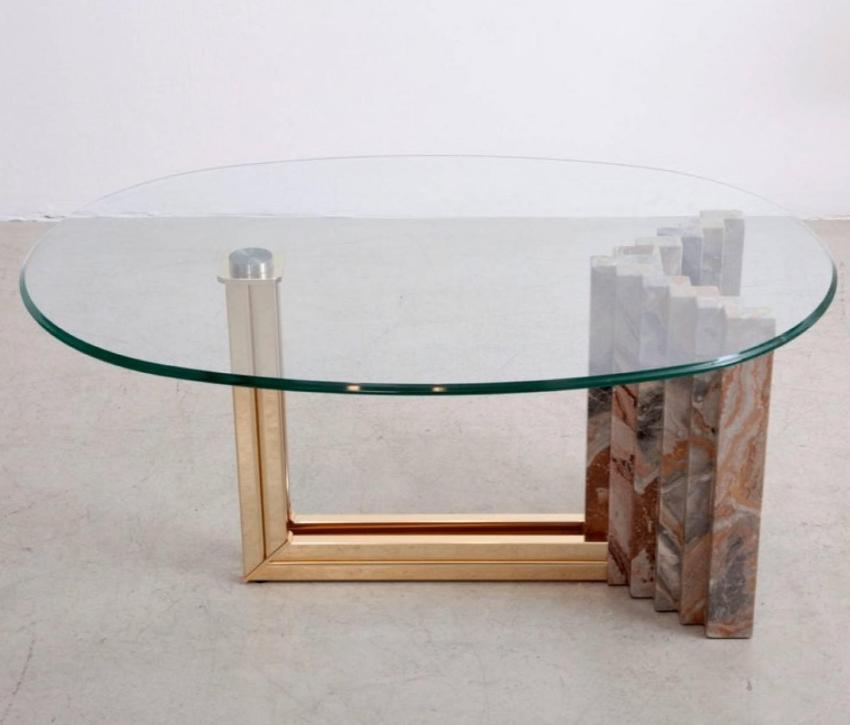 Italiaanse design marmeren salontafel uit de jaren 70, Gebruikt, Mid century, 100 tot 150 cm, Verzenden